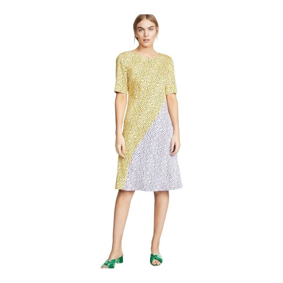 NWT💕 Diane Von Furstenberg Arlow Dress Dot Snake Goldenrodd Multi Size L - Picture 6 of 10